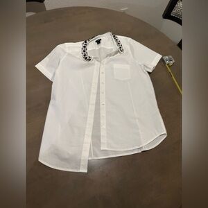 J. Crew White Shirt with Patterned Collar